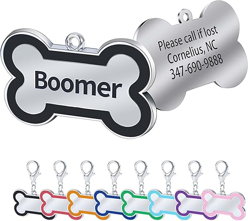 Miniatura 8 de Etiquetas de identificación personalizadas para mascotas, etiquetas de identificación para mascotas pequeñas o grandes, grabadas en ambos lados, con