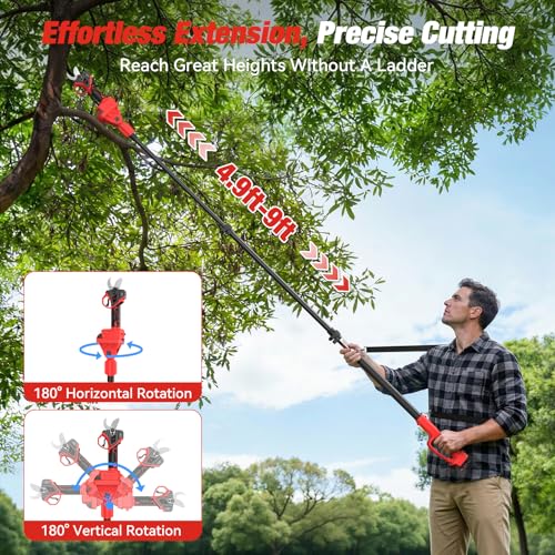 Image of 2-In-1 Electric Pruning Shears for Milwaukee M18 Battery, 1.6 inch Cutting Diameter Cordless Pole Pruners 18v - Brushless Motor, 4 Modes Electric Pruning Shears for Gardening & Tree Trimmer (No Battery)