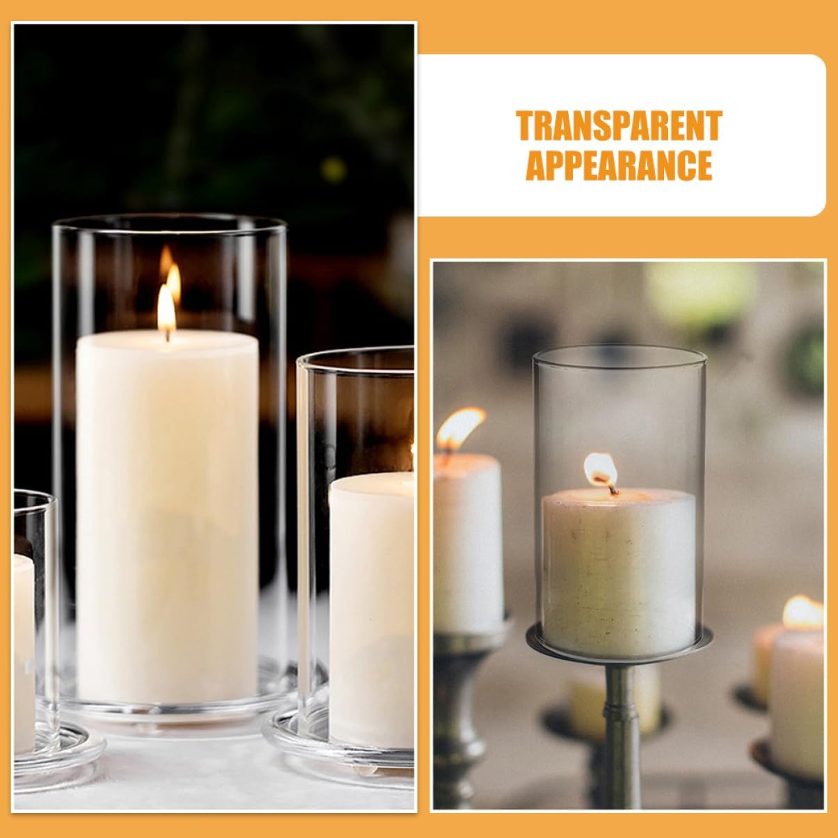 3Pcs Clear Glass Candle Covers Chimney Tube Shades for Pillar Candles for Home Decor Easy to Use Candle Holders
