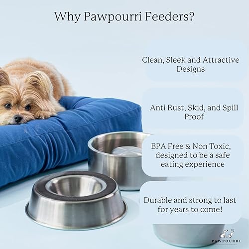 Miniatura 9 de Cuenco de acero inoxidable antideslizante de doble pared para alimentación de agua y alimentos para perros adultos, cachorros y gatos, acero