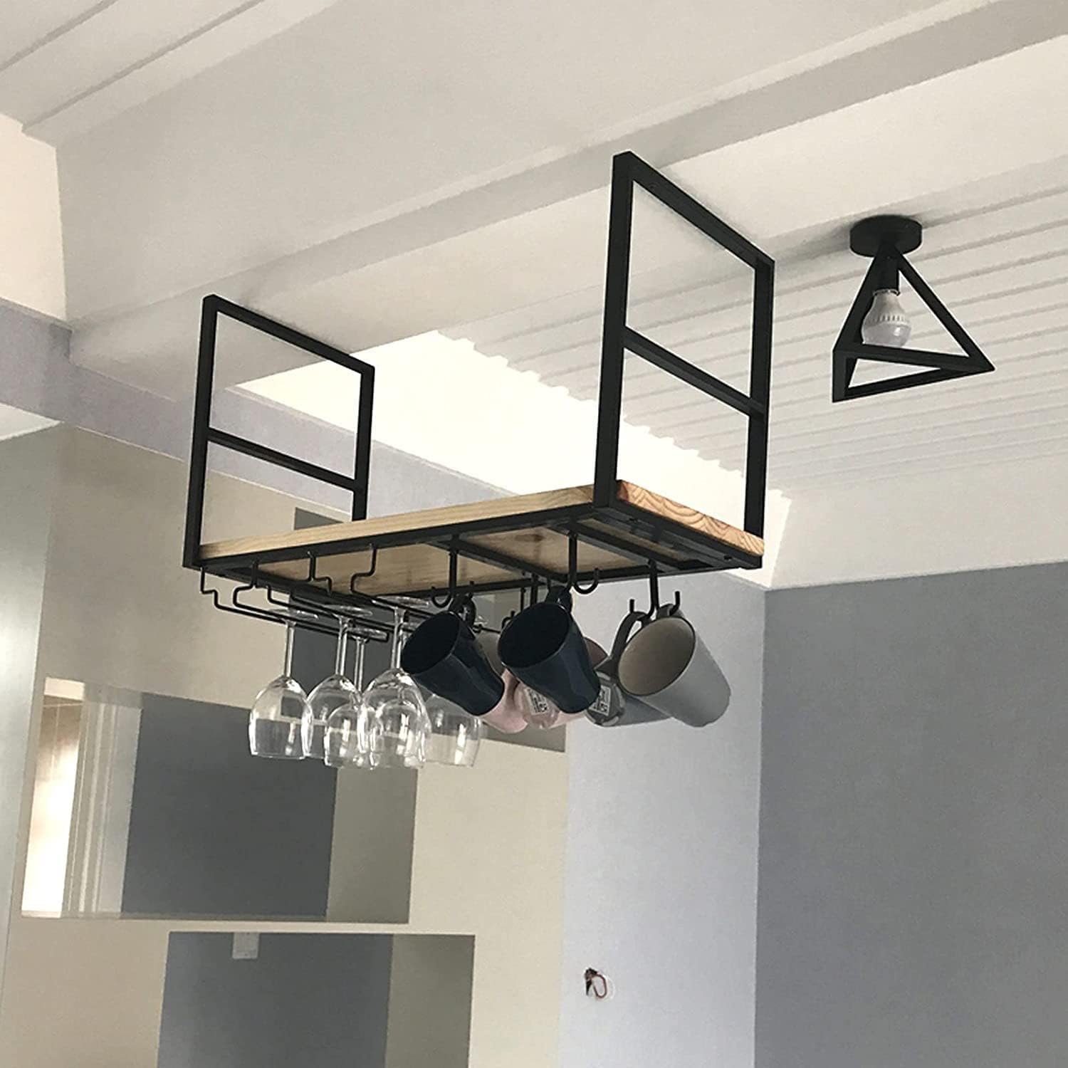 JECT Ceiling Rack, Industrial Hanging Wine Rack, Industrial Pipeline Rack, For Display, Red Wine/glass, Storage And Decoration (Size : 80 * 30 * 50cm)