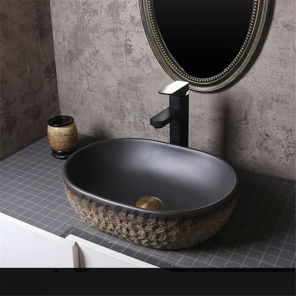Umywalka łazienkowa mała umywalka ceramiczna imitacja kamienia, do basenu zewnętrznego, łazienki, blatu, artystyczny nowoczesny blat