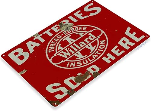 Miniatura 2 de Tinworld Letrero de estaño Willard Baterías Retro Rustic Parts Service Auto Shop Metal Decor Garage Cave A685