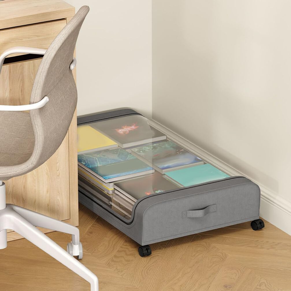 Kichvoe under Bed Storage Box with Wheels Capacity Bedding Holder for Clothes Toys More Convenient under Bed for Bedrooms Easy to