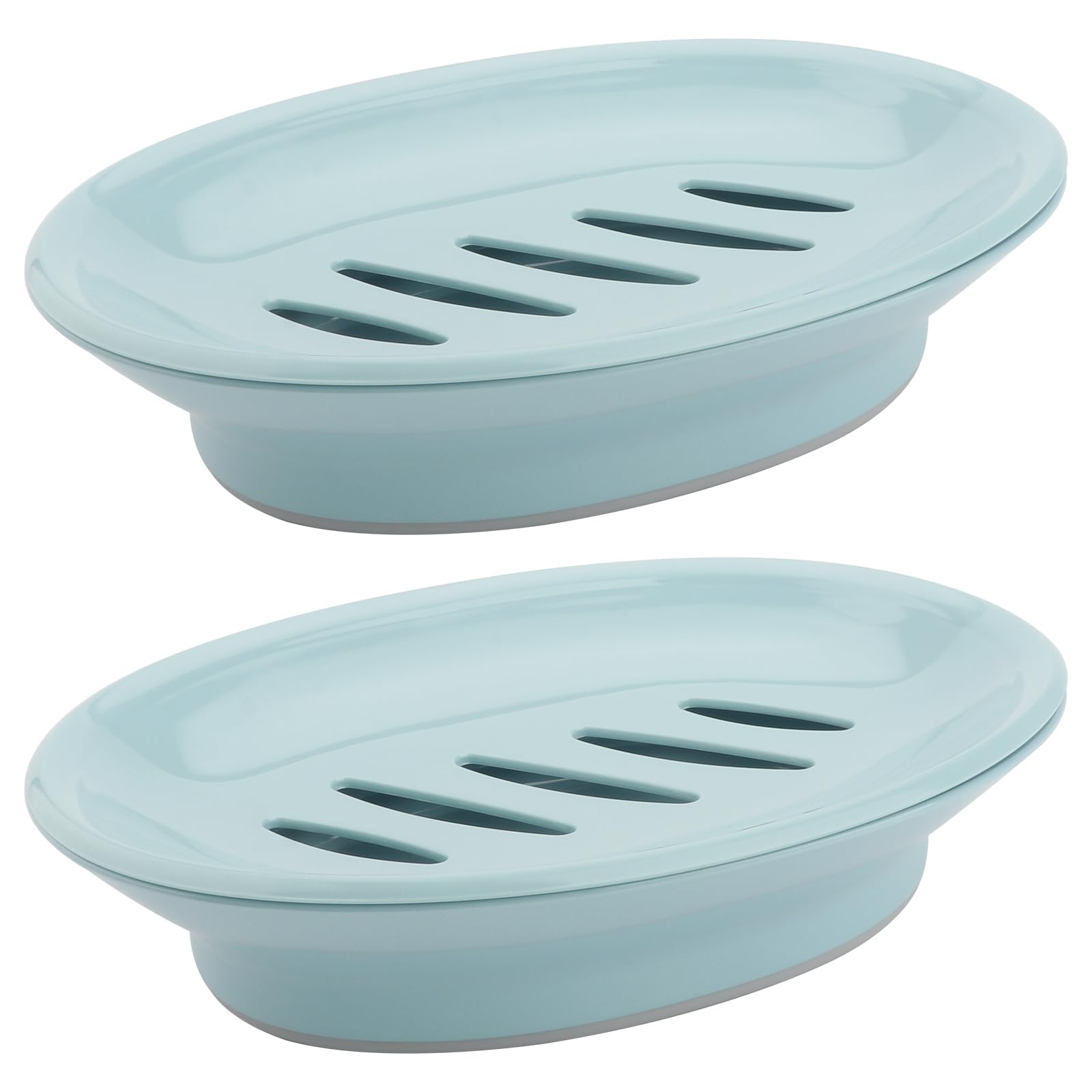 Miruchertter2 Pack Soap Dish with Drain Plastic Soap Holder for Shower Soap Box Easy to Clean & Keep Dry Soap Tray Suitable for Bathroom, Kitchen (Blue)