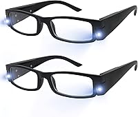 Vista 7 de Yogo Vision Reading Glasses with Light Bright LED Lighted Magnifier Nightime Reader Women Men Lighted Eye Glasses 2pk