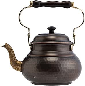Classic Cuisine Copper Tea Kettle - Teapot For Stovetop With Copper Exterior, Nickel Lining, And Ceramic Handle - 7.25C/1.8Q Vintage-Style Kettle - Perfect For Tea, Coffee, Or Cooking