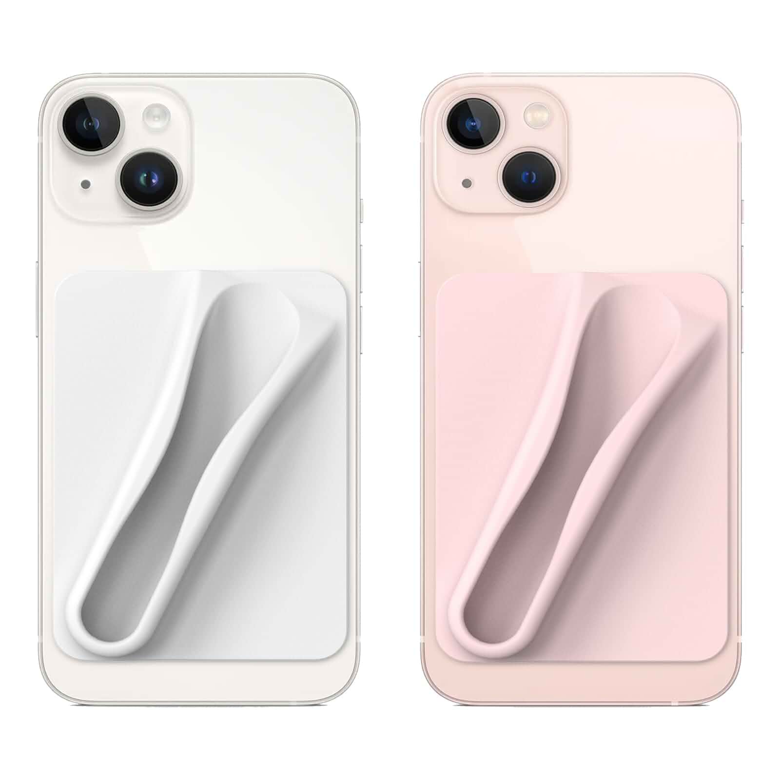 DOB SECHS 2PCS Silicone Lip Holder for Cell Phone Lipstick Lip Glaze Phone Case Adhesive Back Stick On Holder for iPhone and Android Phones, Grey+Pink