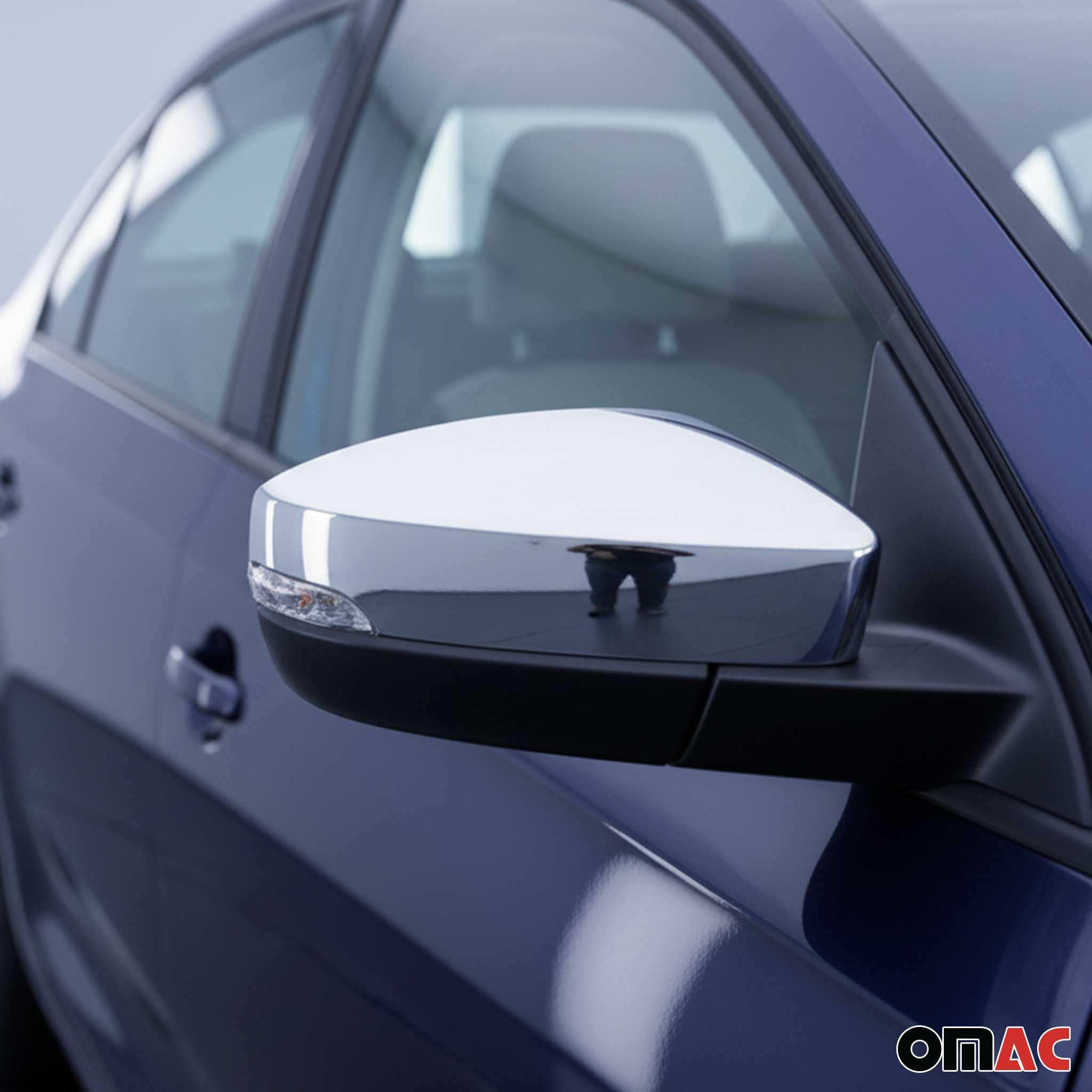 OMAC Nakładki na Lusterka Spiegelabdeckung kompatybilny z Skoda Rapid Limo 2012-2019 Stal Nierdzewna Srebrny