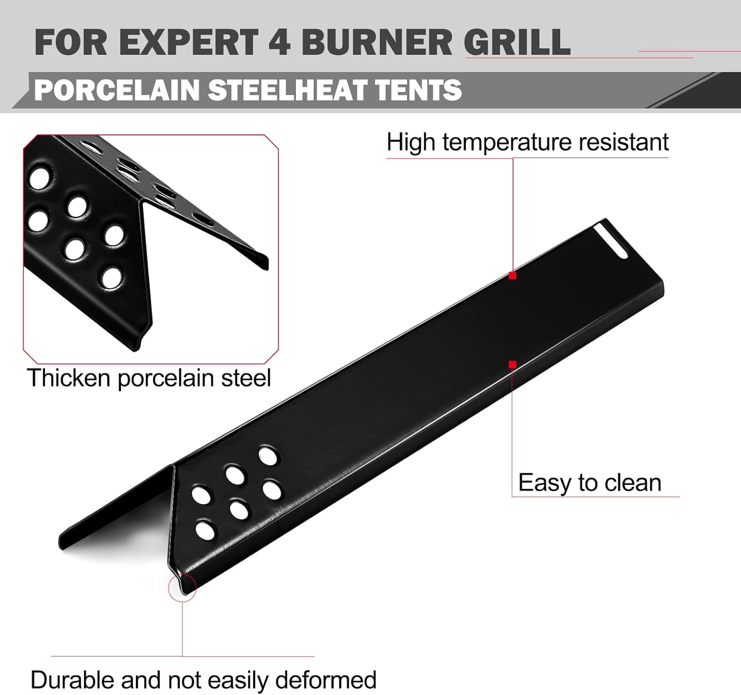 Oklagarden BG2824B Grill Replacement Parts for Expert Grill Parts 4 Burner Heat Plates Burners BG2824BP BG2824BN Heat Tent Expert Grill Burner Tube 5210050 98561 XG16-096-034-00 XG17-096-034-04