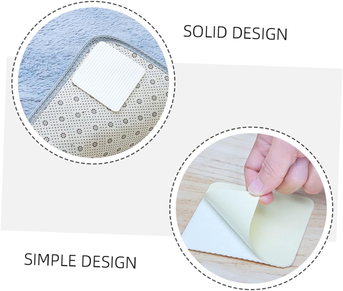 Levemolo 8pcs - Carpet Stickers Non-Woven Adhesive Rug Fixation for Area Rugs Washable Traceless Non-Skid Tapes for Use
