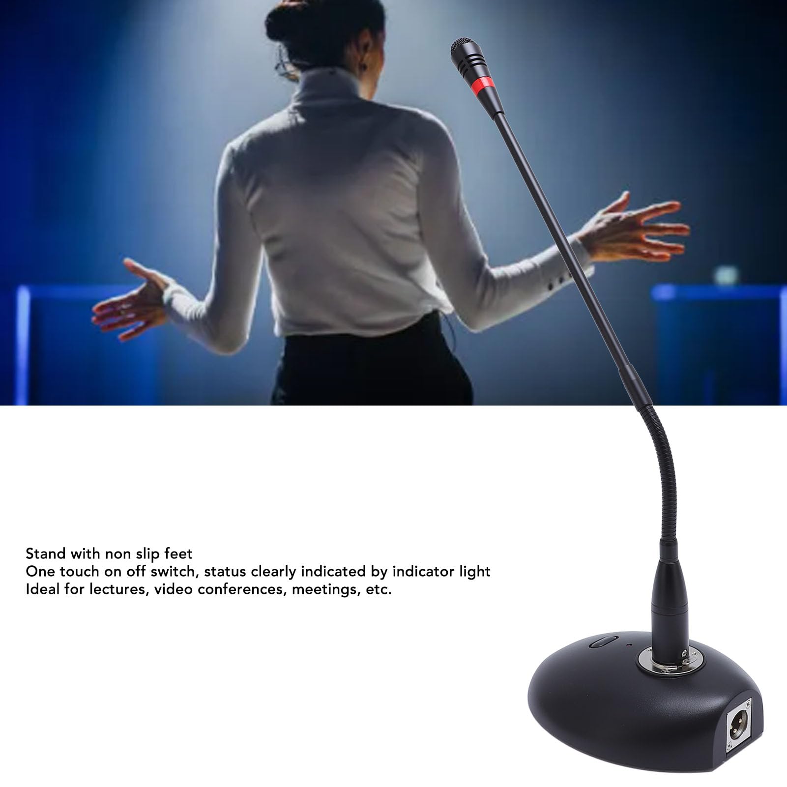Annadue Mikrofon Przewodowy z gęsią szyją, Montowany na Stole Przewodowy Kardioidalny Mikrofon Pojemnościowy z Filtrem Pop do Karaoke, Konferencji i nagrań Studyjnych