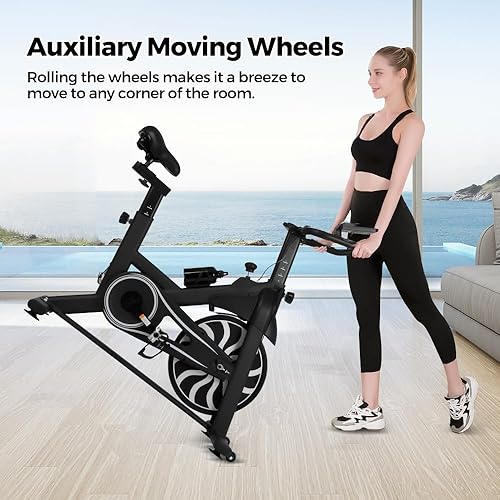 Miniatura 7 de Panana Bicicleta estática para uso doméstico, bicicleta estacionaria con pantalla LCD, bicicleta giratoria para entrenamiento de gimnasio, capacidad