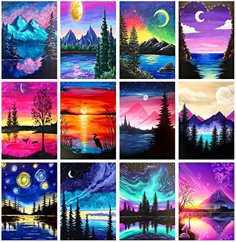 TINY FUN 12 Pack Diamond Painting Kits for Adults 5D Diamond Art Kit for Beginners, DIY Paint with Round Full Drill Diamonds Paintings Gem Art for Home Wall Decoration Gift (12X16 Inch