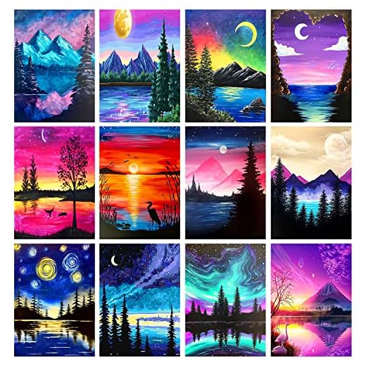 TINY FUN 12 Pack Diamond Painting Kits for Adults 5D Diamond Art Kit for Beginners, DIY Paint with Round Full Drill Diamonds Paintings Gem Art for Home Wall Decoration Gift (12X16 Inch