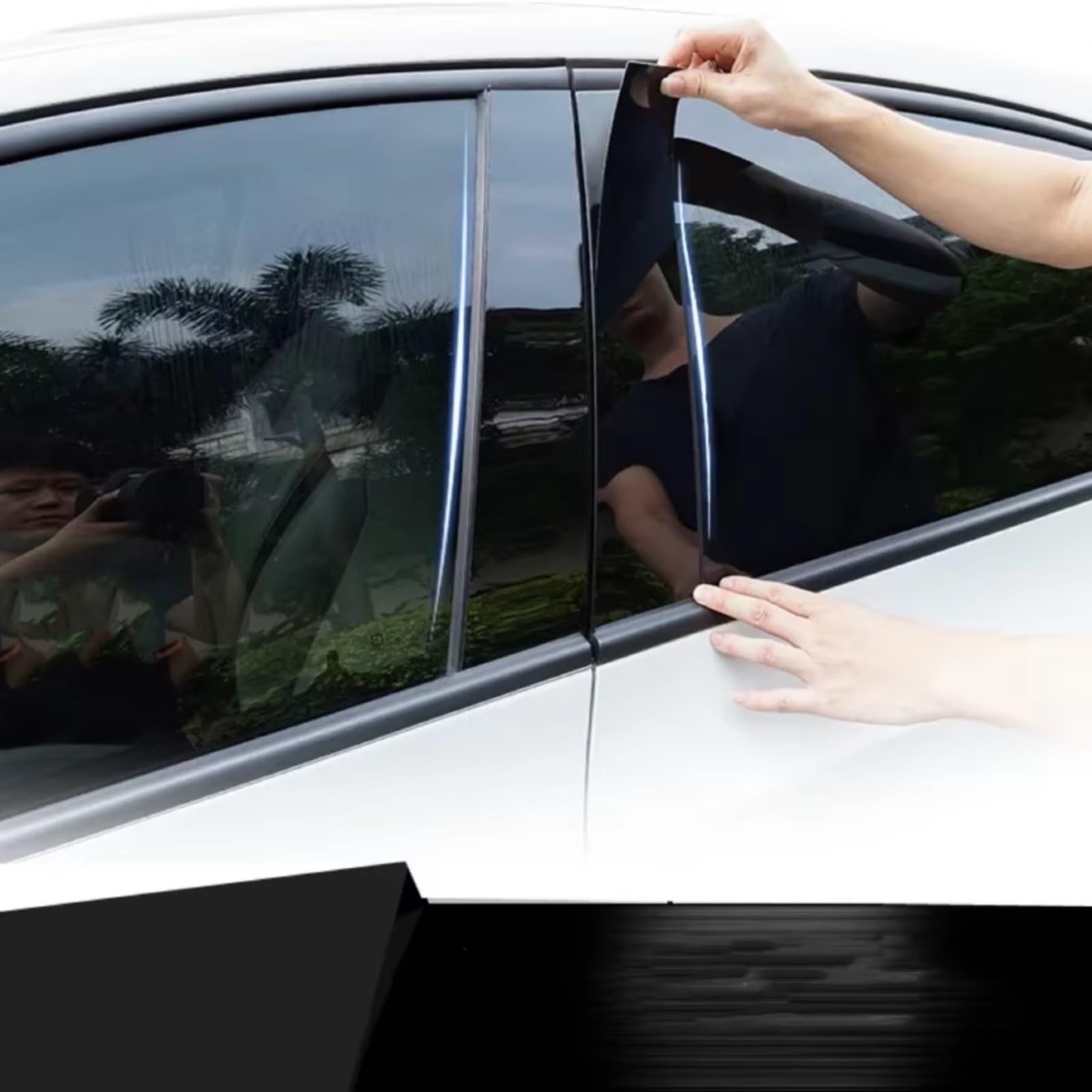 Naklejki na wsporniki drzwiowe i okienne do Hyundai Super i Pony 2006-2010 Błyszczący Czarny