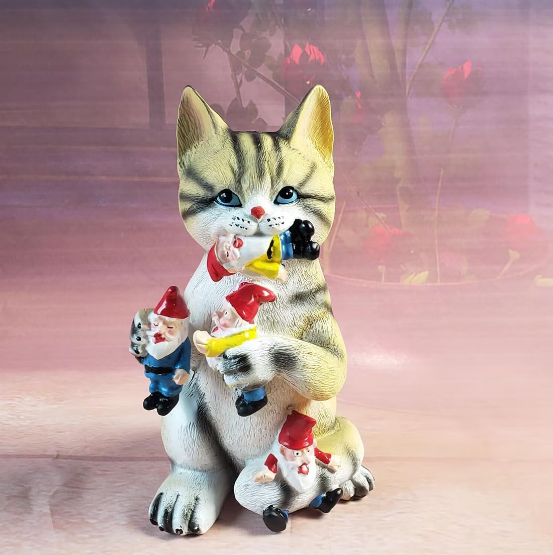 St. Patrick's Day Cat Gnomes Statue Cat Eating Gnome Statues Weird Gnomes Figures Garden Decor for Outdoor Patio Lawn Yard Decor - Image 5