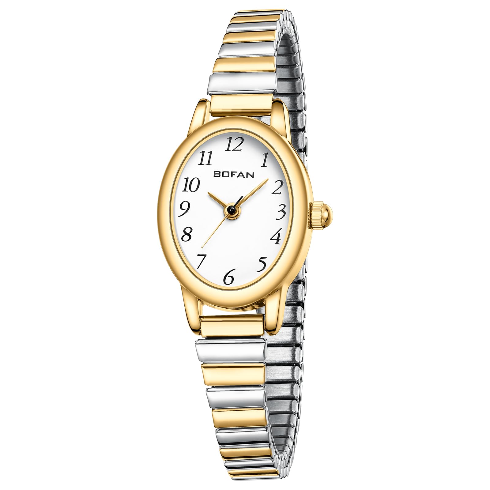 BOFANSmall Gold Watches for Women Easy Read Ladies Quartz Wrist Watch with Stainless Steel Expansion Band,Waterproof.