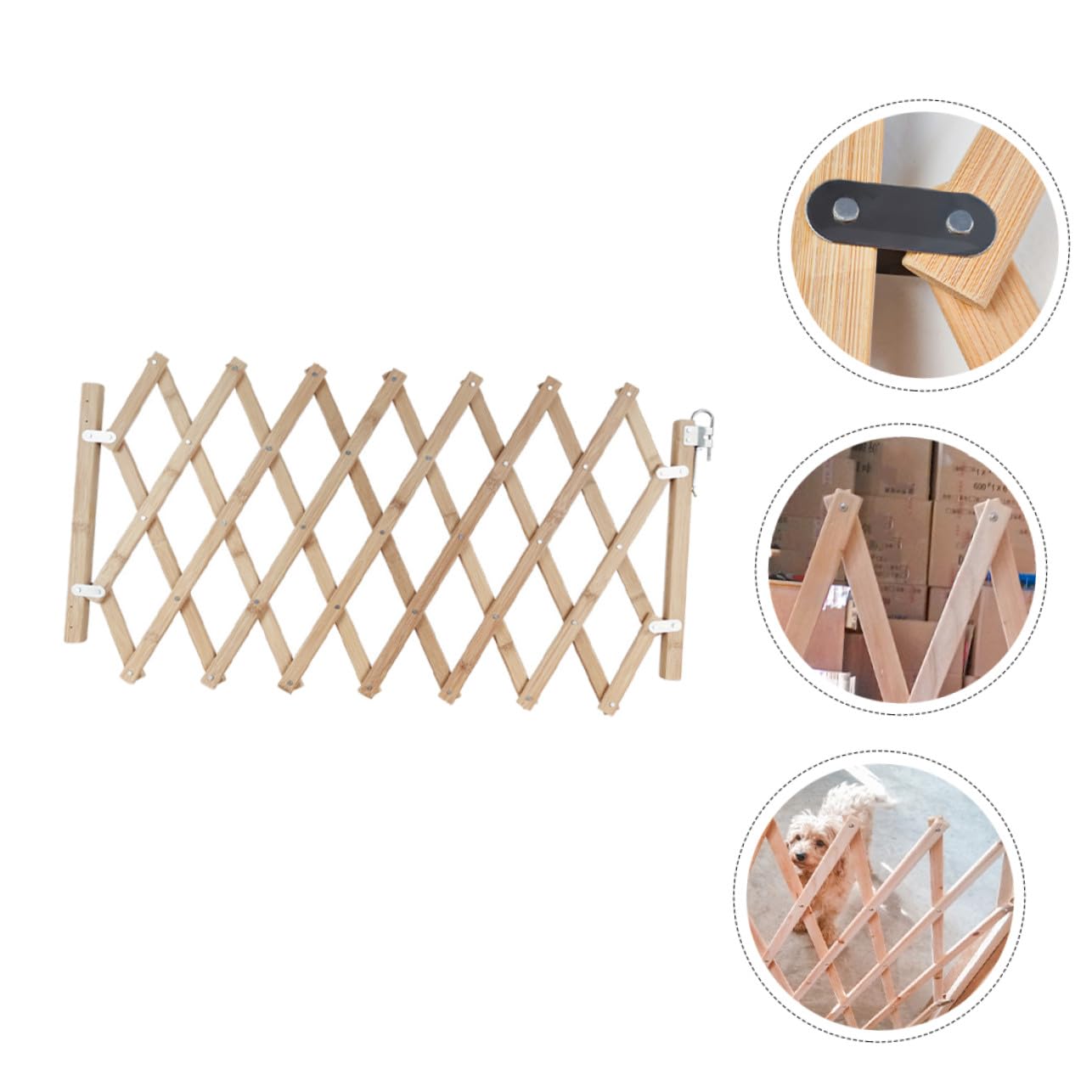 BESPORTBLE Puerta de Seguridad para Mascotas de Madera Fácil Desmontaje, Valla Protectora para Perros Adecuado para Escaleras y Uso Hogar
