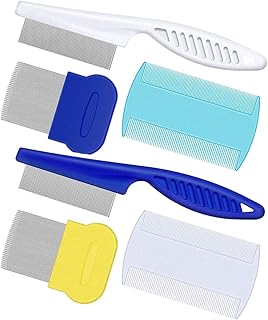 6 Pieces Flea Comb for Cats Dogs Lice Combs Fine Tooth Comb Grooming Set Remove Float Hair Tear Marks Tick Removal Tool