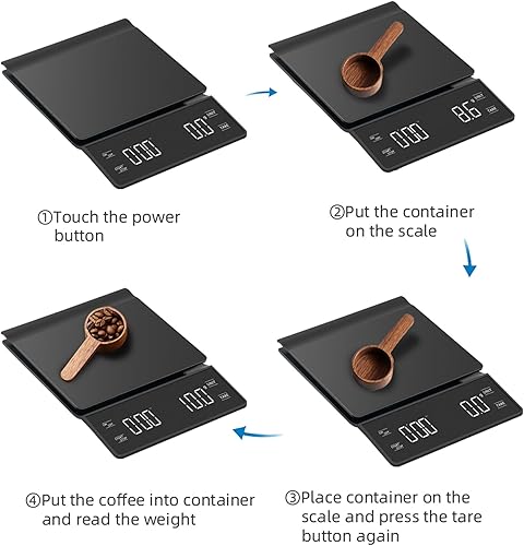 Miniatura 5 de Nkove Báscula de café digital con temporizador para verter sobre la cafetera