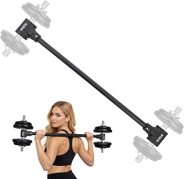 Dumbbell to Barbell Converter Bar 105cm Adjustable Barbell Adapter with 90kg/200lbs Capacity Universal Grip Fit for Home Gym Strength Training & Weightlifting