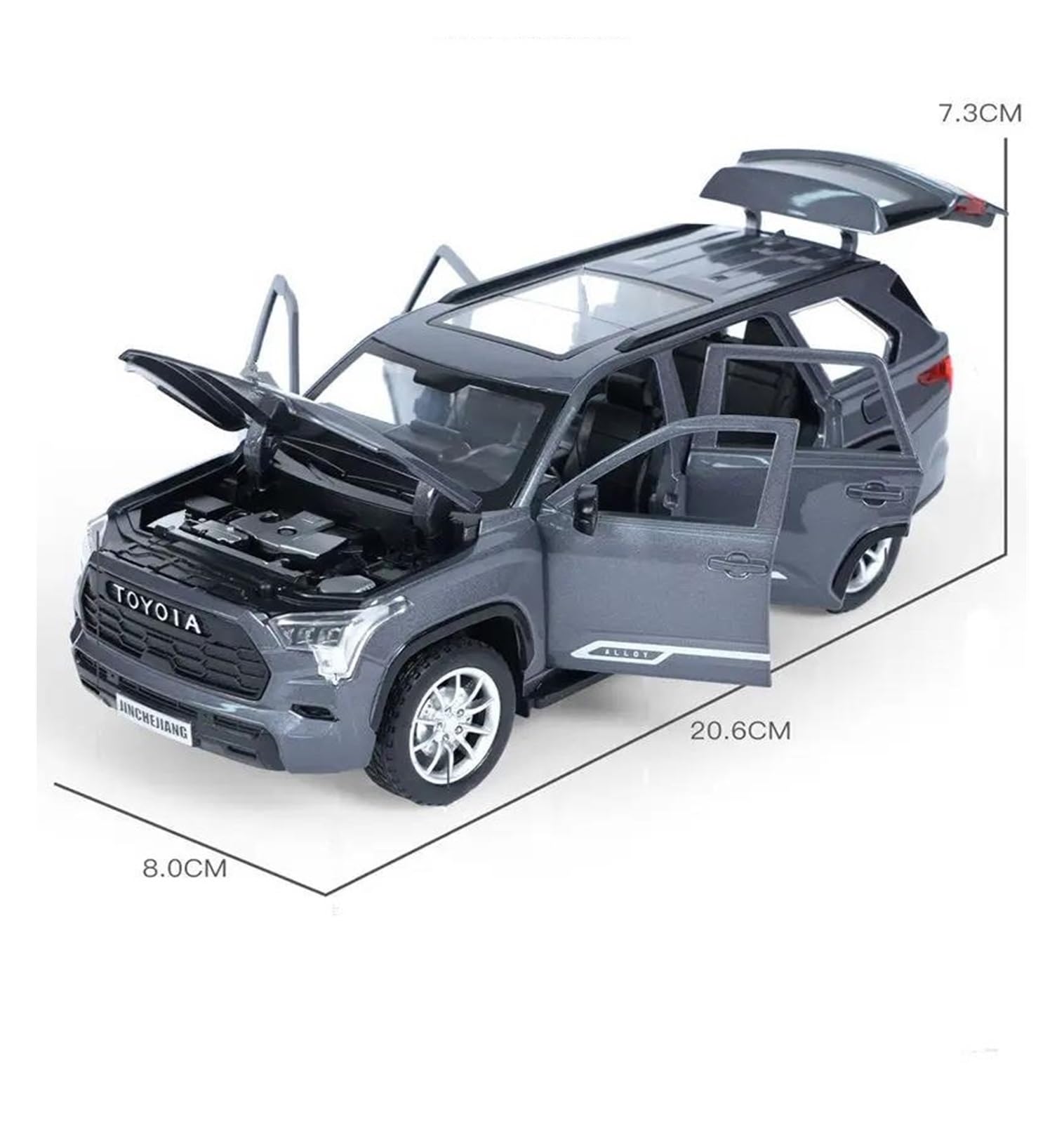 Per Toyota Sequoia-SUV 1/24 Modello In Metallo Pressofuso In Lega Serie Di Simulazione Collezione Di Decorazioni(Gray)