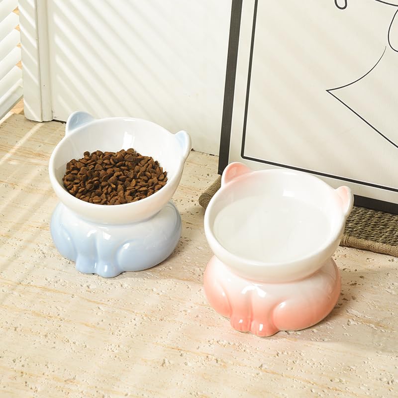 Gamelle céramique chat surélevée en lot de 2 finitions épurées