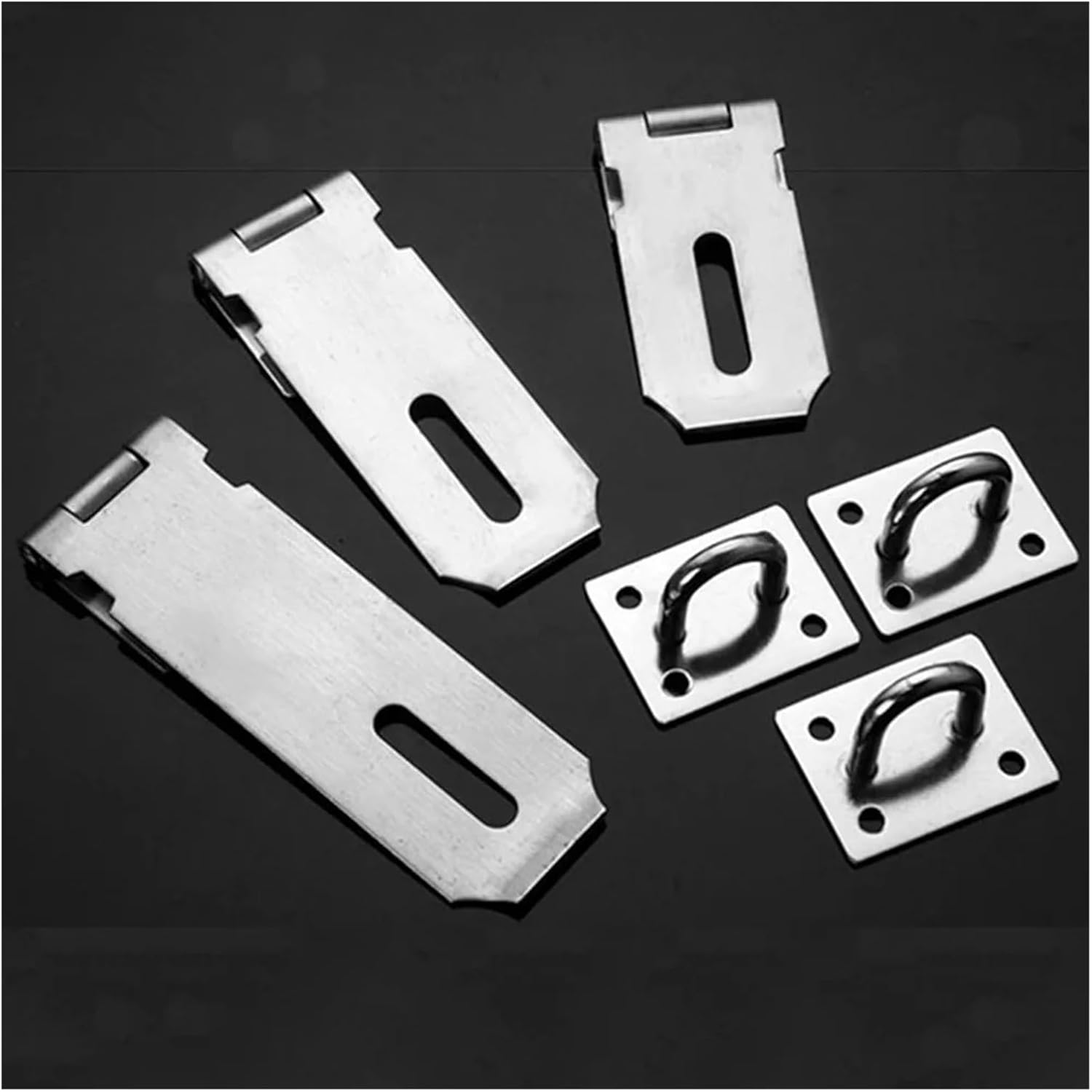 1SET Shed Gate Latch Stainless Steel Drawer Padlock Hasp Door Clasp Lock Home Burglar-Proof Bolt Door Buckle Screws Safety Padlock(Black 3 inch)