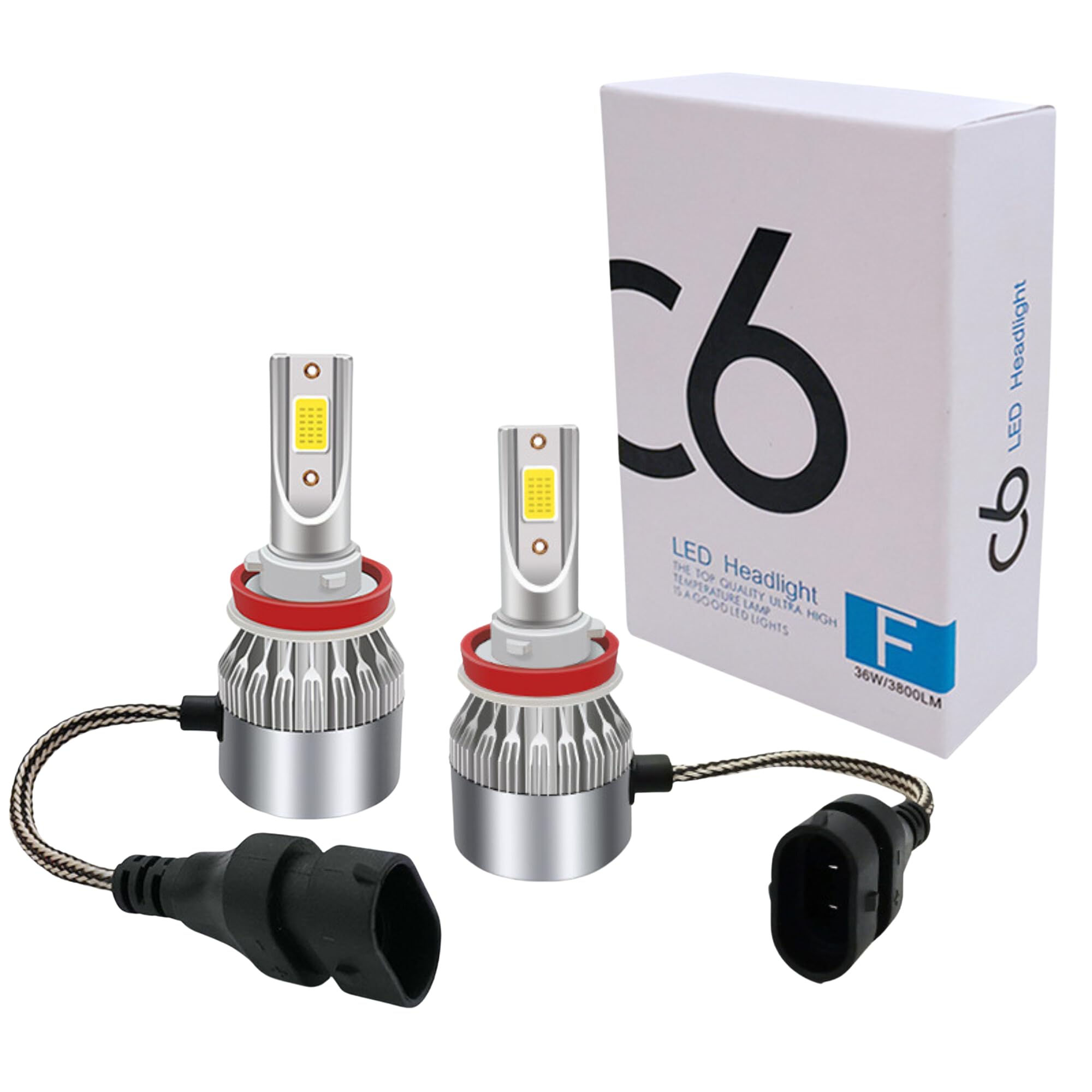 Lâmpada Led H1 H3 H4 H7 H8 H9 H11 H16 H27 Hb3 Hb4 C6 6000k (H8/H9