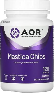 AOR Mastica Chios 400 mg, 120 Vegan Capsules, 40-Day Supply, Pure Mastic Gum from Chios Greece, Digestive Support, Gluten Free, Non-GMO, Daily Balance