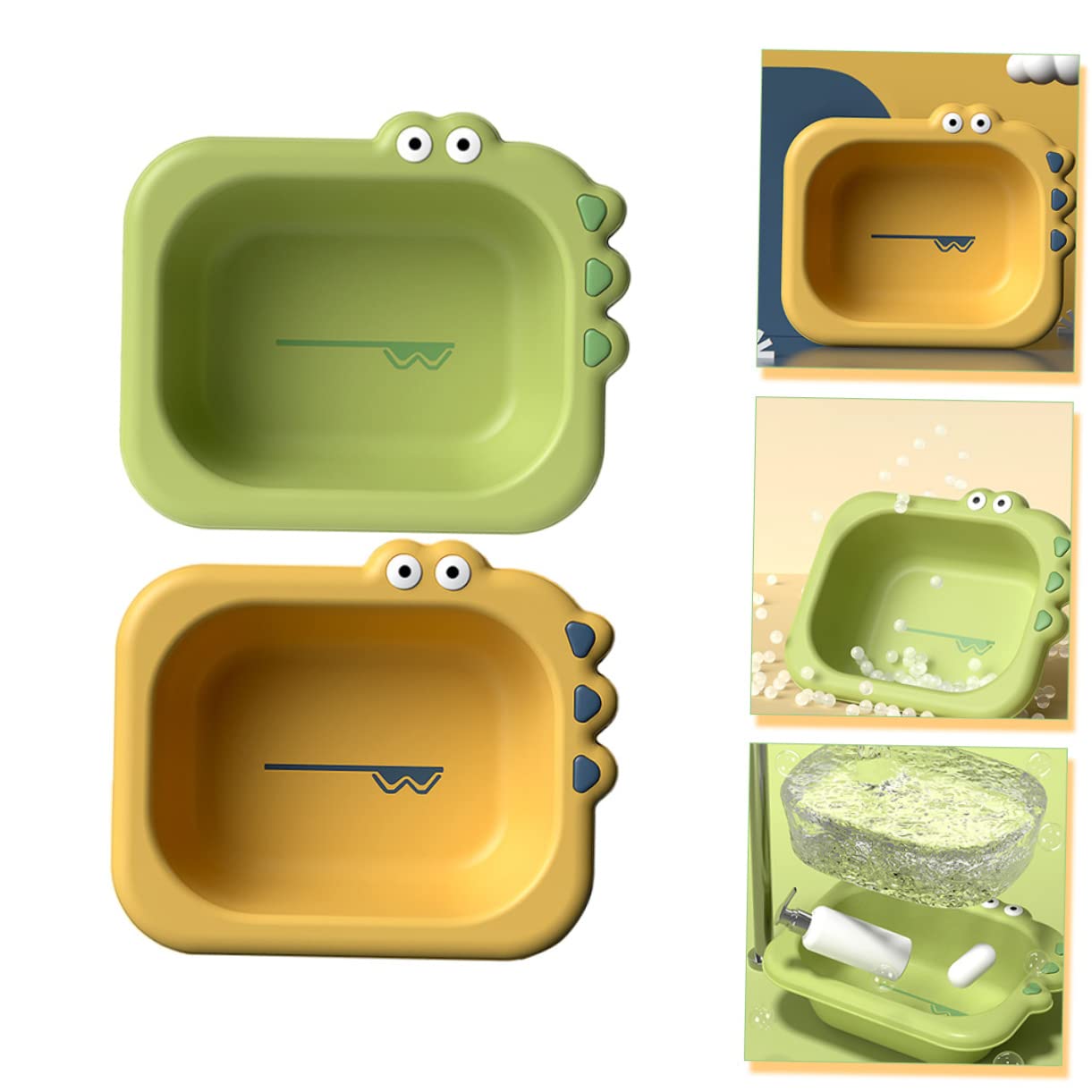 Toddmomy 2pcs Cartoon Wash Basin for Newborns Portable and Soaking Bath Basins in Green Space Saving and Easy to Clean Newborn Cleaning Pans