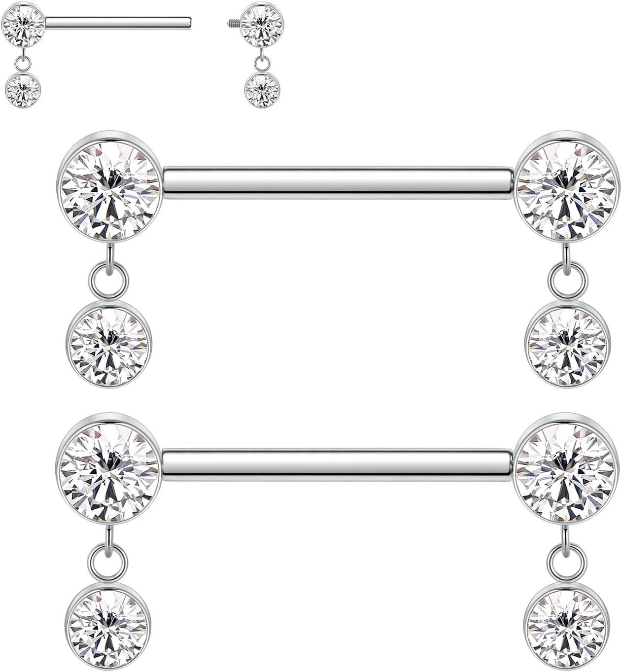 FUNLMO Nipple Piercing Jewelry Titanium Nipple Rings