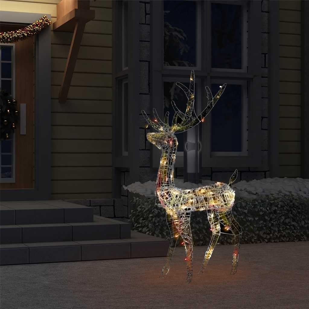 LED Rentier Deko 120 cm für Weihnachten, Acryl Leuchtfigur mit 140 bunten Lichtern, 8 Leuchtmodi, IP44 Gartenbeleuchtung für Außen und Innen