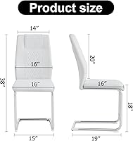 Vista 3 de gopop Dining Chairs Set of 4, White Faux Leather with Plated Chrome Metal Frame, Modern Kitchen Chairs with Padded Seat High Back for Dining