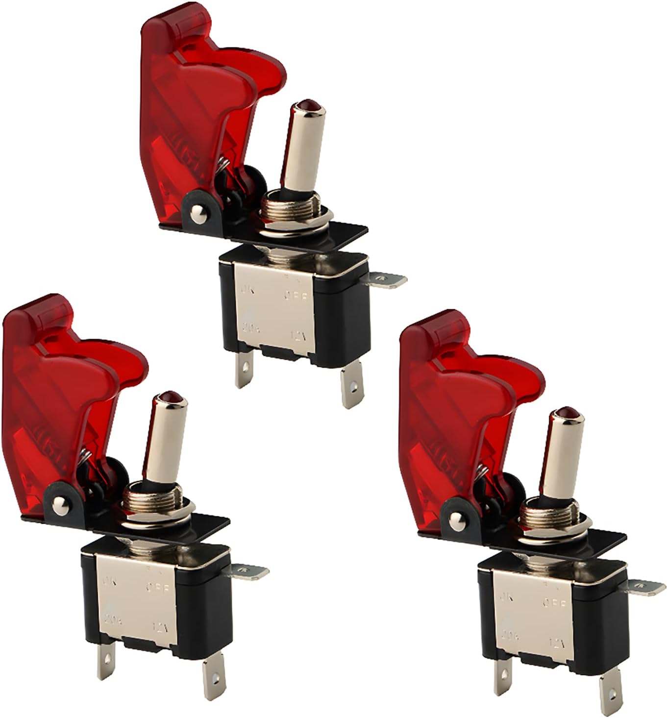 CESFONJER 3 Pcs LED Lights Cover Toggle Switches, Red Cover Rocker Toggle Switch, Car Auto Switch On/off (12V 20A Red).