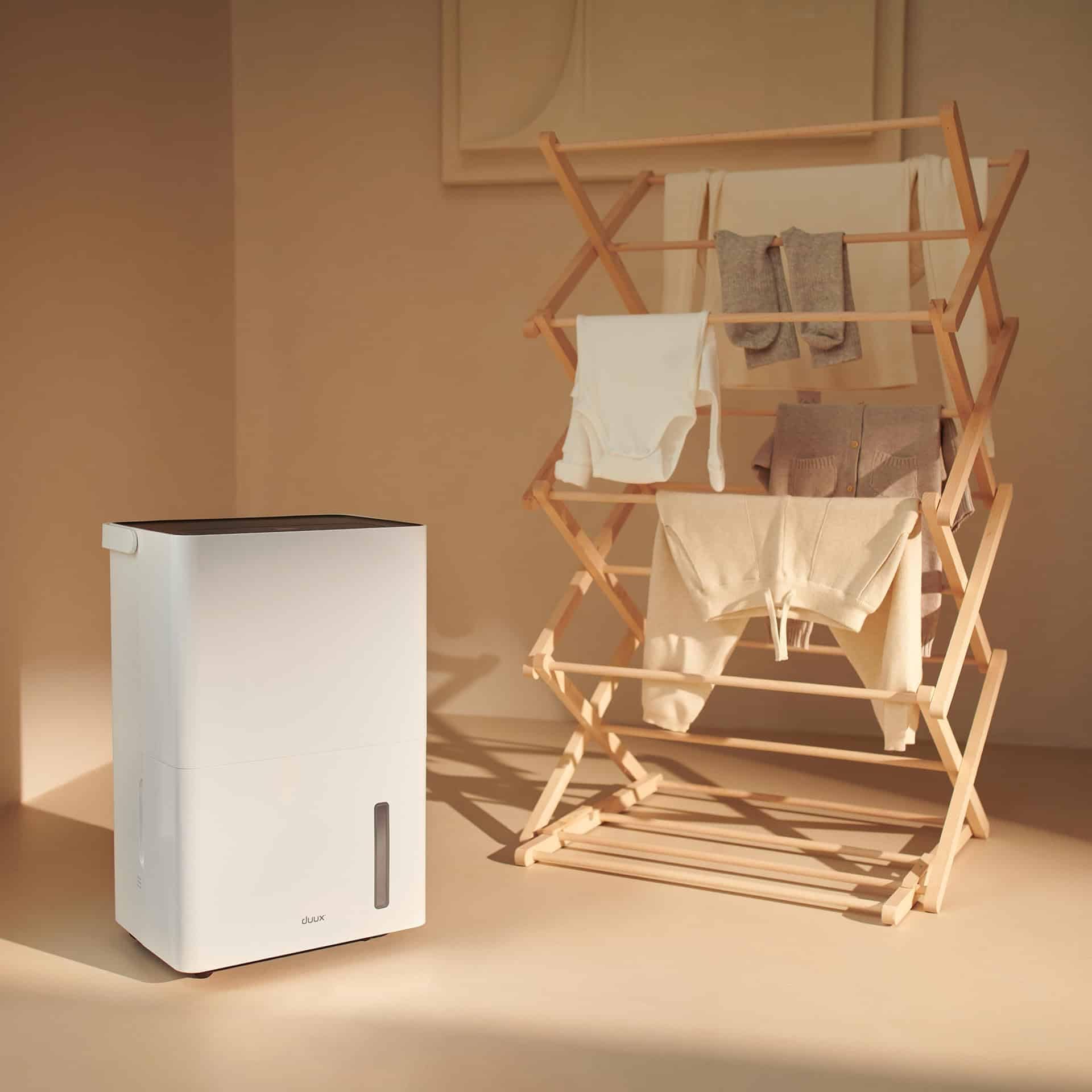 Duux Bora Smart osuszacz powietrza, 20 l / dzień, zbiornik na wodę 4 l, dehumidifier z higrostatem, tryb suszenia prania