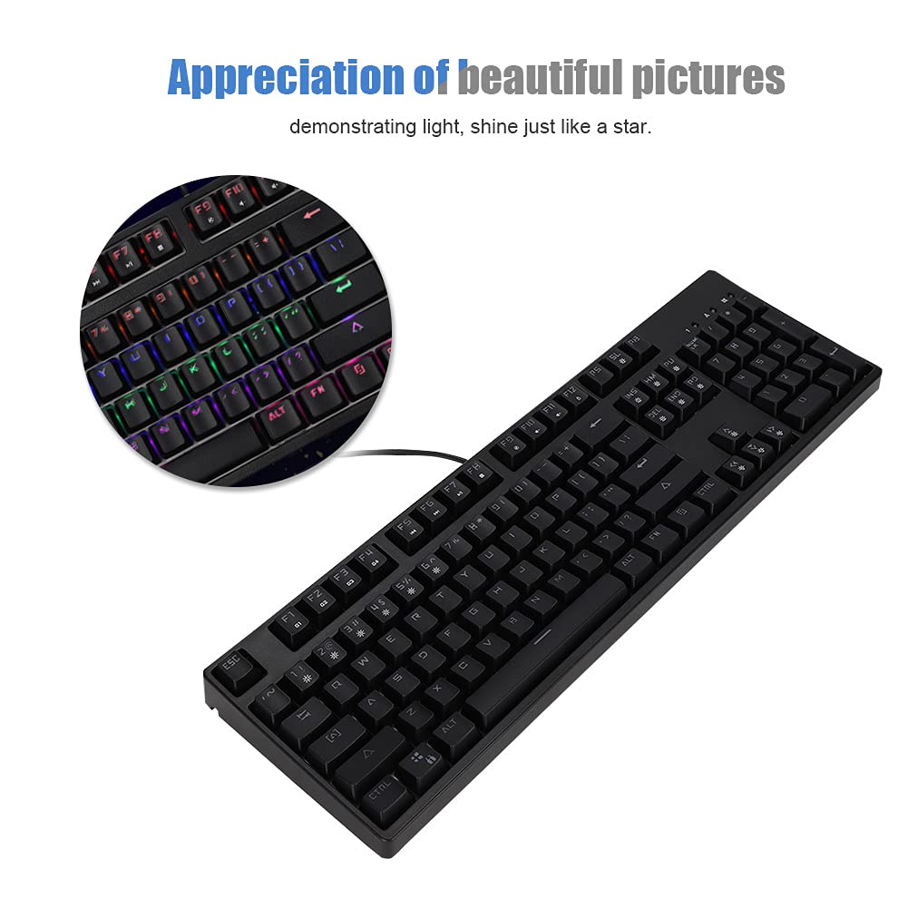 Zunate Mechaniczna Przewodowa Klawiatura do Gier, Multimedialna Klawiatura do Gier z Podświetleniem RGB 104 Klawisze Ergonomiczna Konstrukcja na Komputer Stacjonarny na Komputer z Systemem,
