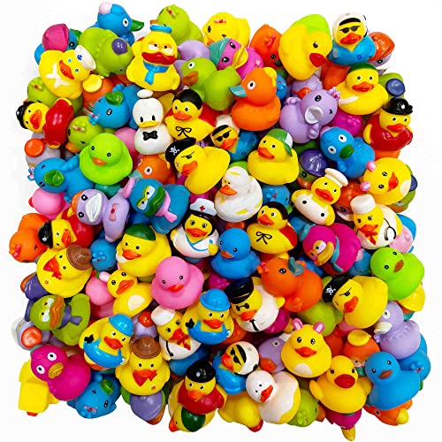 Arttyma Rubber Ducks in Bulk Assortment Duckies for Jeep Ducking Floater Duck Bath Toys Party Favors (100-Pack)