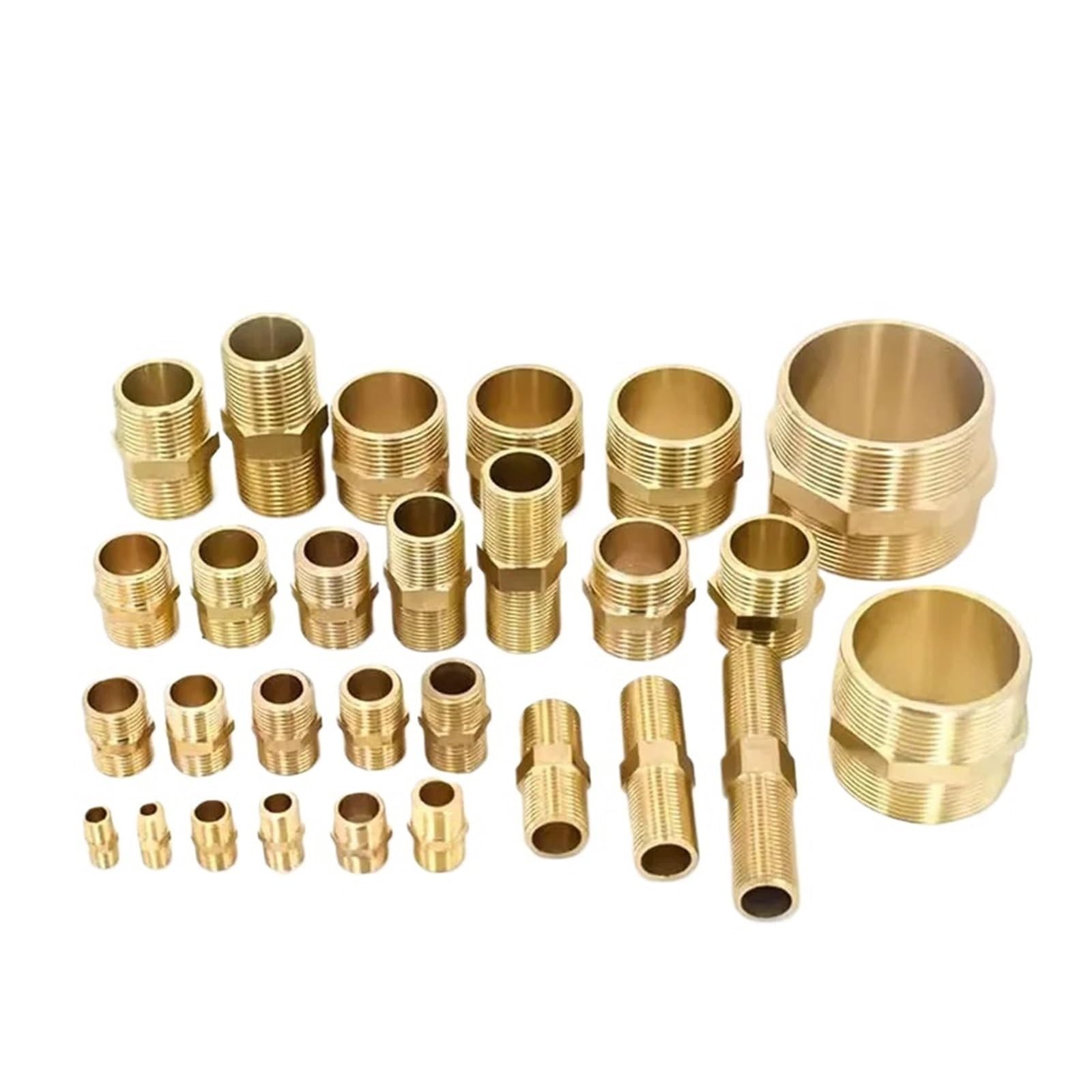 LIUCH 50PCS Brass Pipe Hex Nipple Fitting 1/8" 1/4" 3/8" 1/2" 3/4" 1" BSP Male Thread Quick Adapter Coupler Conector for Water Oil Gas(1l2 to 1l2)