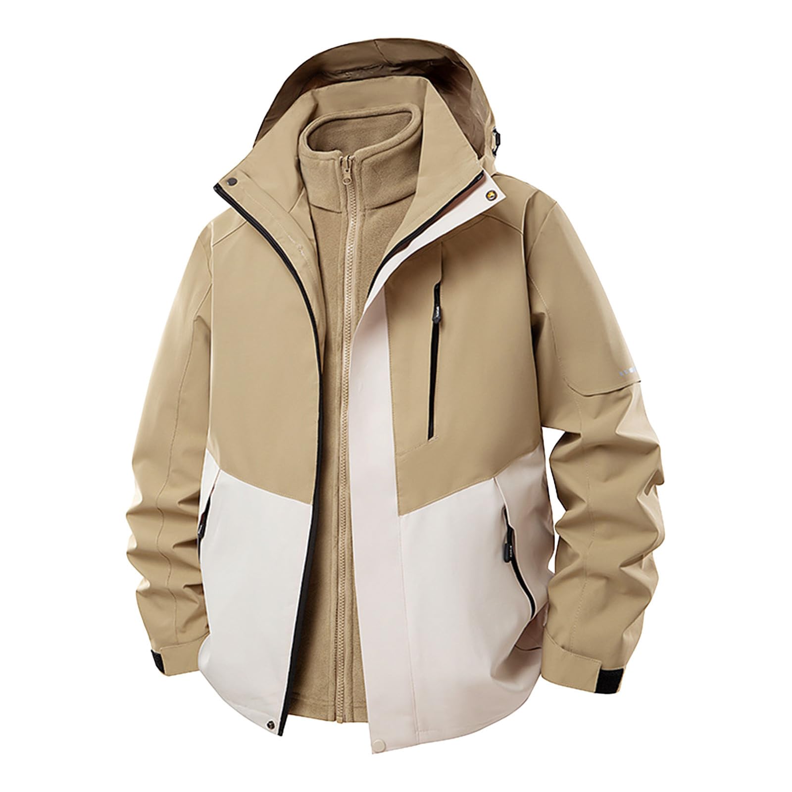 Mrat Chaqueta impermeable para hombre con forro polar 3 en 1, resistente al viento, capucha desmontable, múltiples bolsillos, táctica, suave, cálida, invierno, caminar, montaña, senderismo, escalada