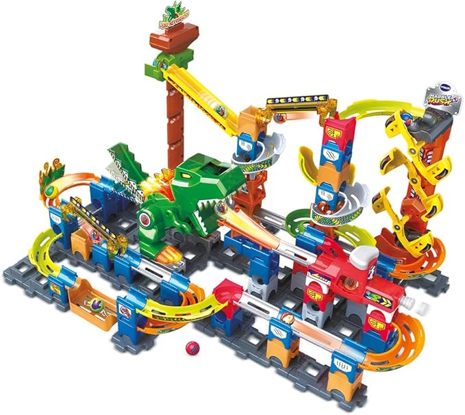VTech – Juego de construcción magnética Dinosaurio, 100 Unidades, 10 Bolas, Regalo para niños a Partir de 4 años – Contenido en francés