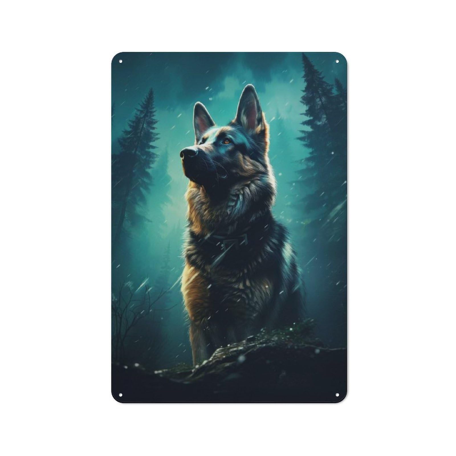 Junmoney German Shepherd Dog Rustic Metal Wall Decor 30X20cm, Rustic Metal Sign For Farmhouse Kitchen, Pantry Or Dining Area