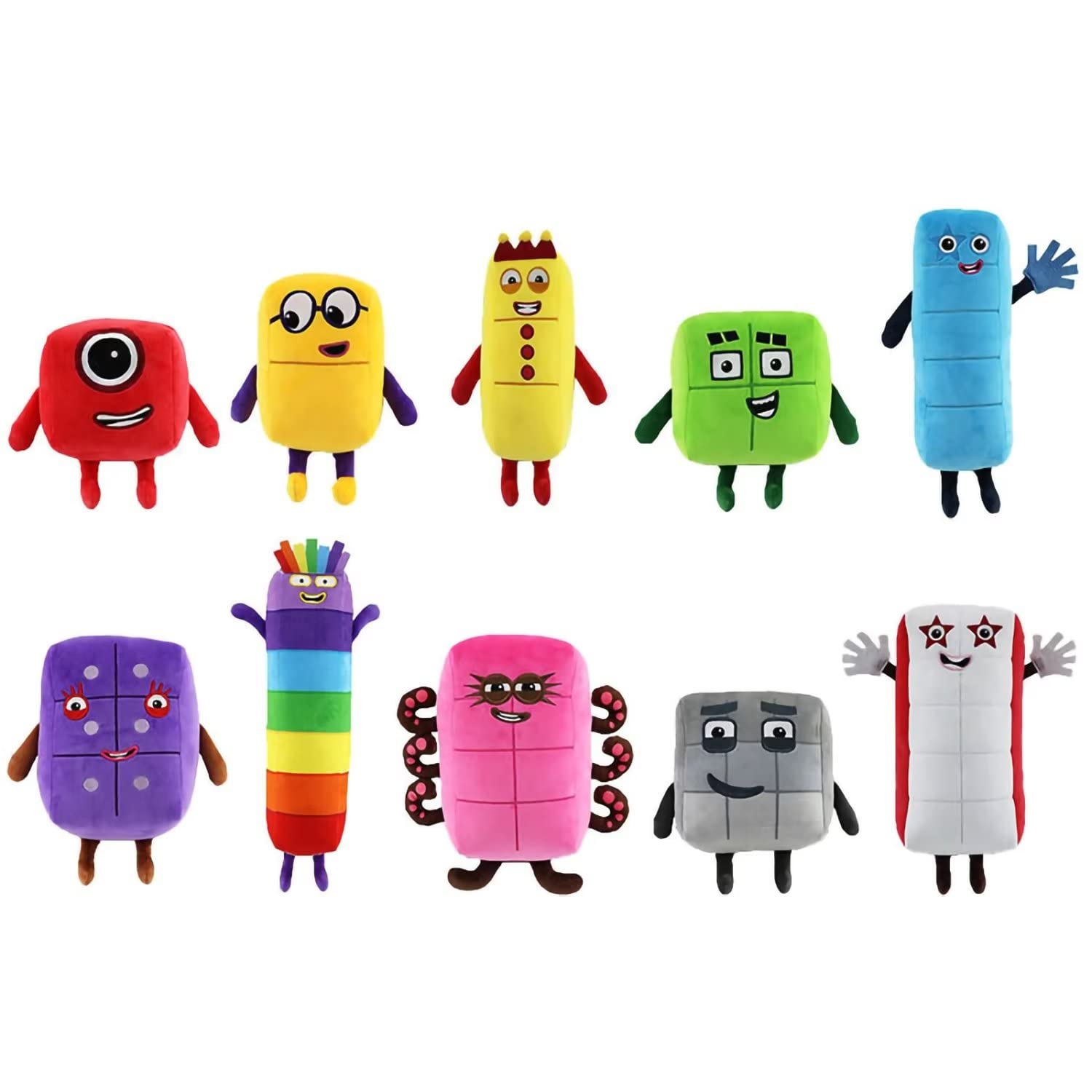 FOKKS Number Blocks Plush Stuffed Toys, Preschool Toys Recognition 1-10, Addition and Subtraction, C