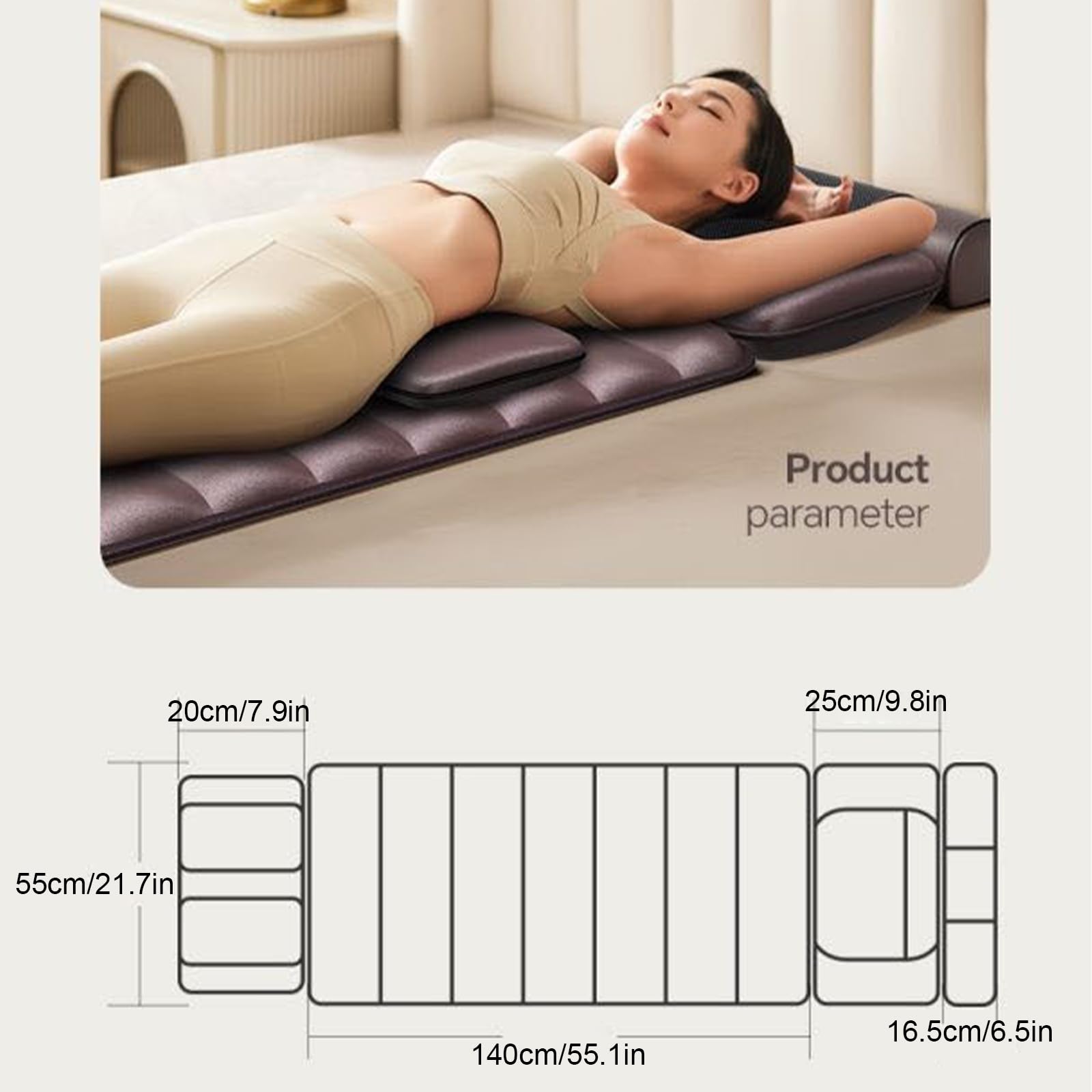 Alfombrilla De Masaje para Aliviar El Dolor En Todo El Cuerpo | Colchoneta de masaje para espalda, cuello, zona lumbar y piernas, cojín térmico y motores de vibración.