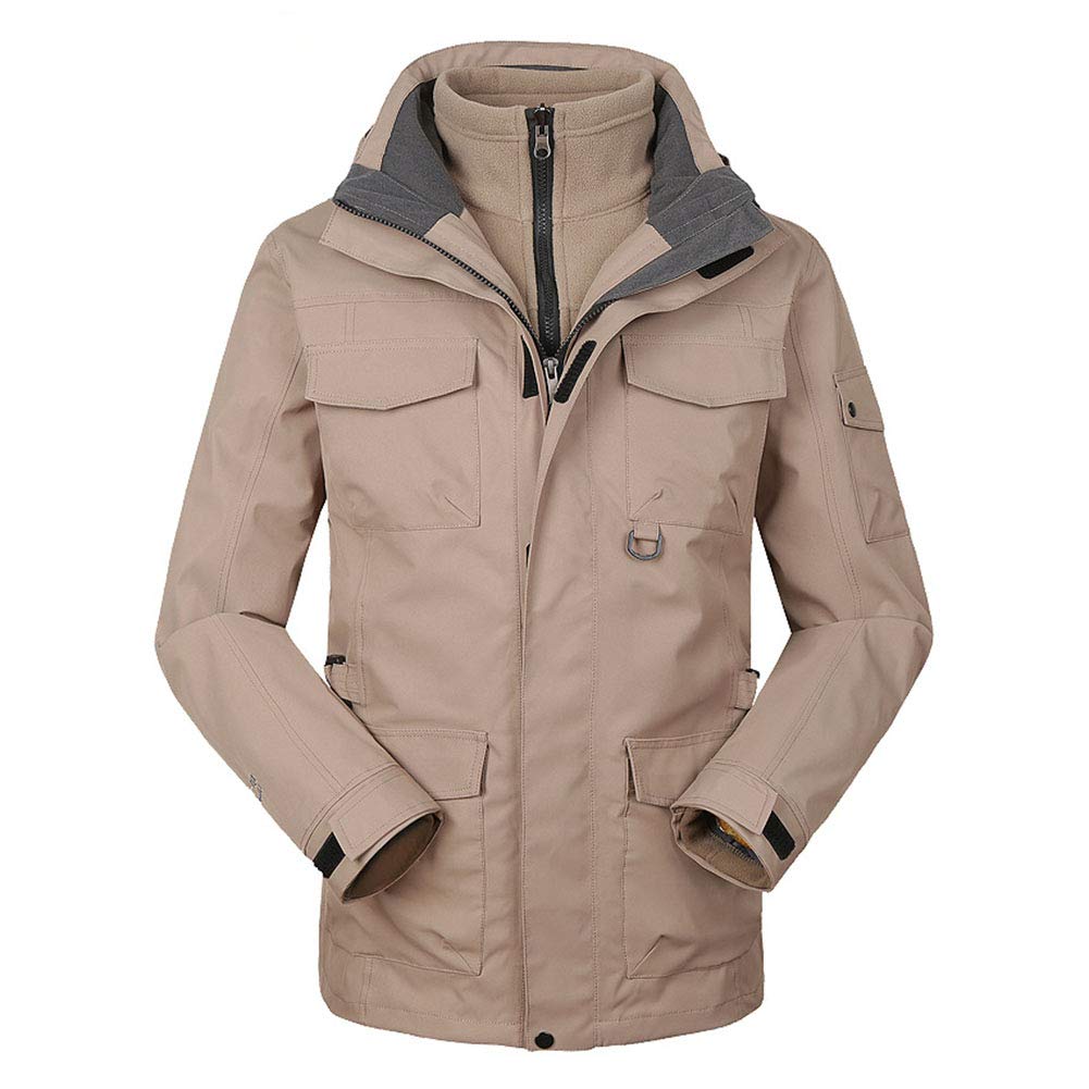 HFJLL New Jackets Men's Two-Piece Three-in-One Padded Windproof Waterproof Mountaineering Ski Suit