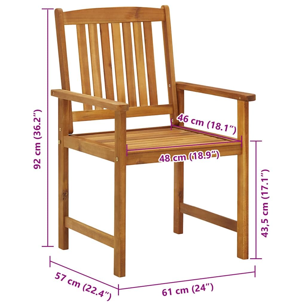 Set 8 Sedie da Giardino in Legno Massello Acacia con Cuscini | Poltrone da esterno con comodi cuscini neri, ideali per arredare terrazza, balcone o veranda durante i pranzi all'aperto.