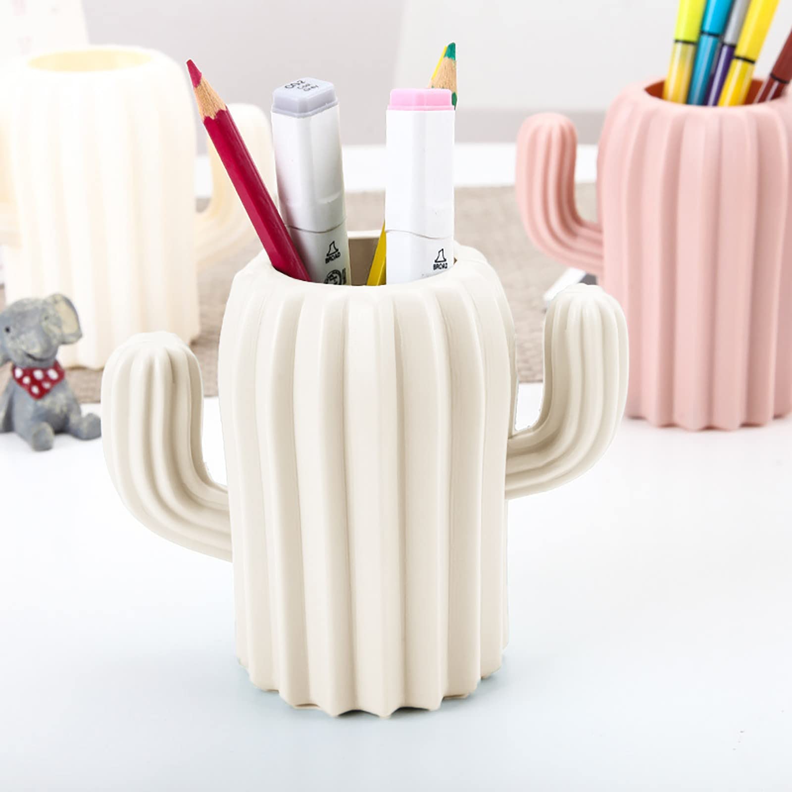 Porte-Stylo Hexagonal Blanc - Organisateur Bureau Multi-Usages - Rangement Stylos, Cosmétiques, Accessoires
