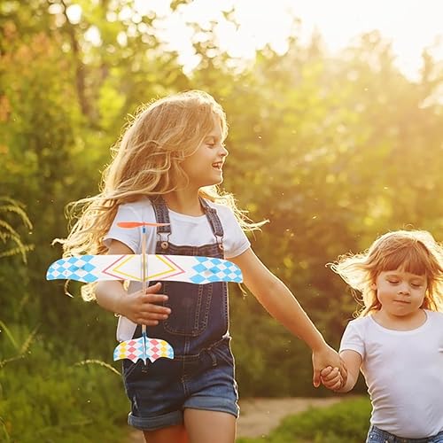 Miniatura 7 de 10 unidades de banda de goma impulsada avión modelo avión madera kits de lanzar planeador juguete para deportes al aire libre juguete y niños