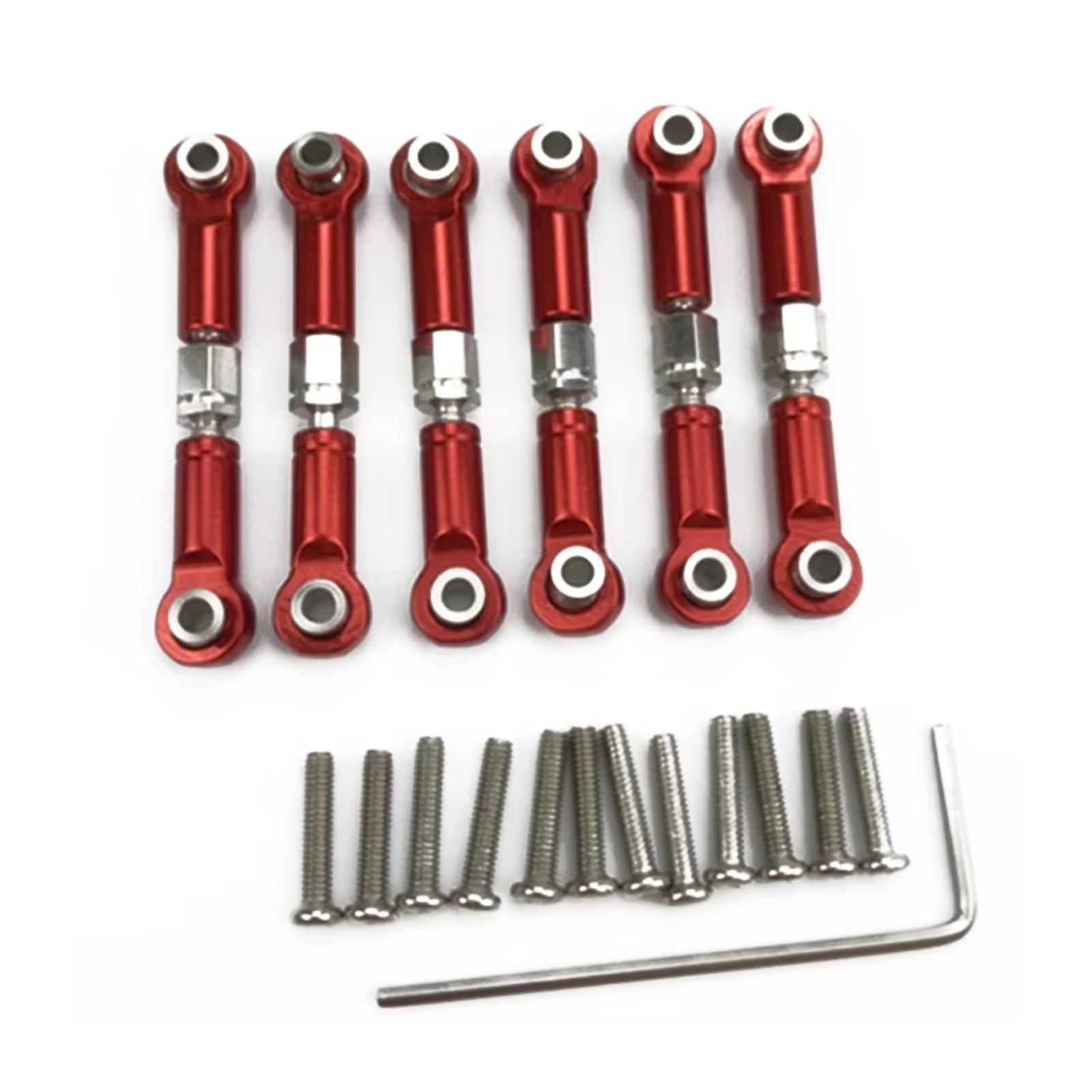 Rc Special Connecting Rod for A949 A959 A969 A979 K929 6Pcs Adjustable Metal Linkage Pull Rod Front/Rear Servo Link Red RC Car Parts Accessories Replacement Use
